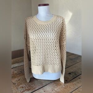 Old Navy Natural Beige Gorgeous Open Weave 100% Cotton Sweater Size Medium Gift